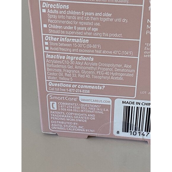 Smart Care Scented Hand Sanitizer Spray 1.35 Fl Oz Champagne Toast Hydrating NEW - Picture 8 of 10